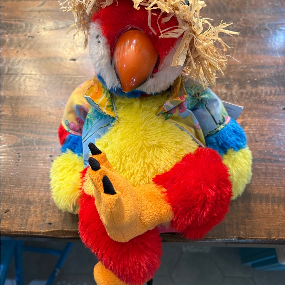 Cuddle Barn Singing Red Plush Parrot with Tropical Fabric